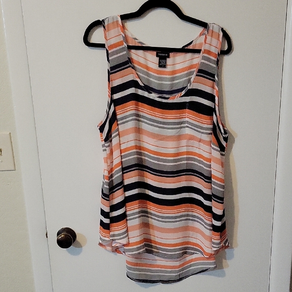 Torrid Orange and Black Asymmetrical Tank Top Relaxed Fit - Picture 2 of 9